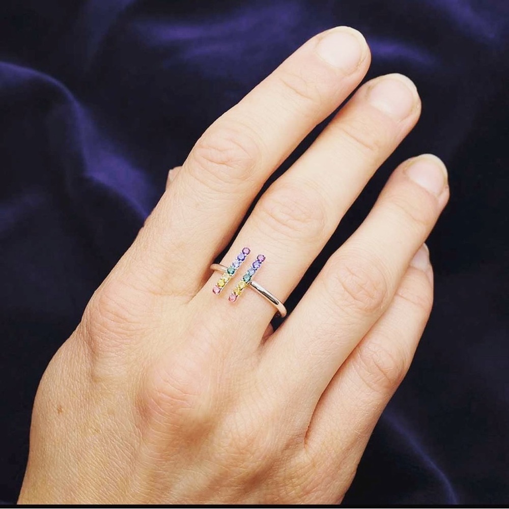 Sterling Silver Adjustable Rainbowring - image 2